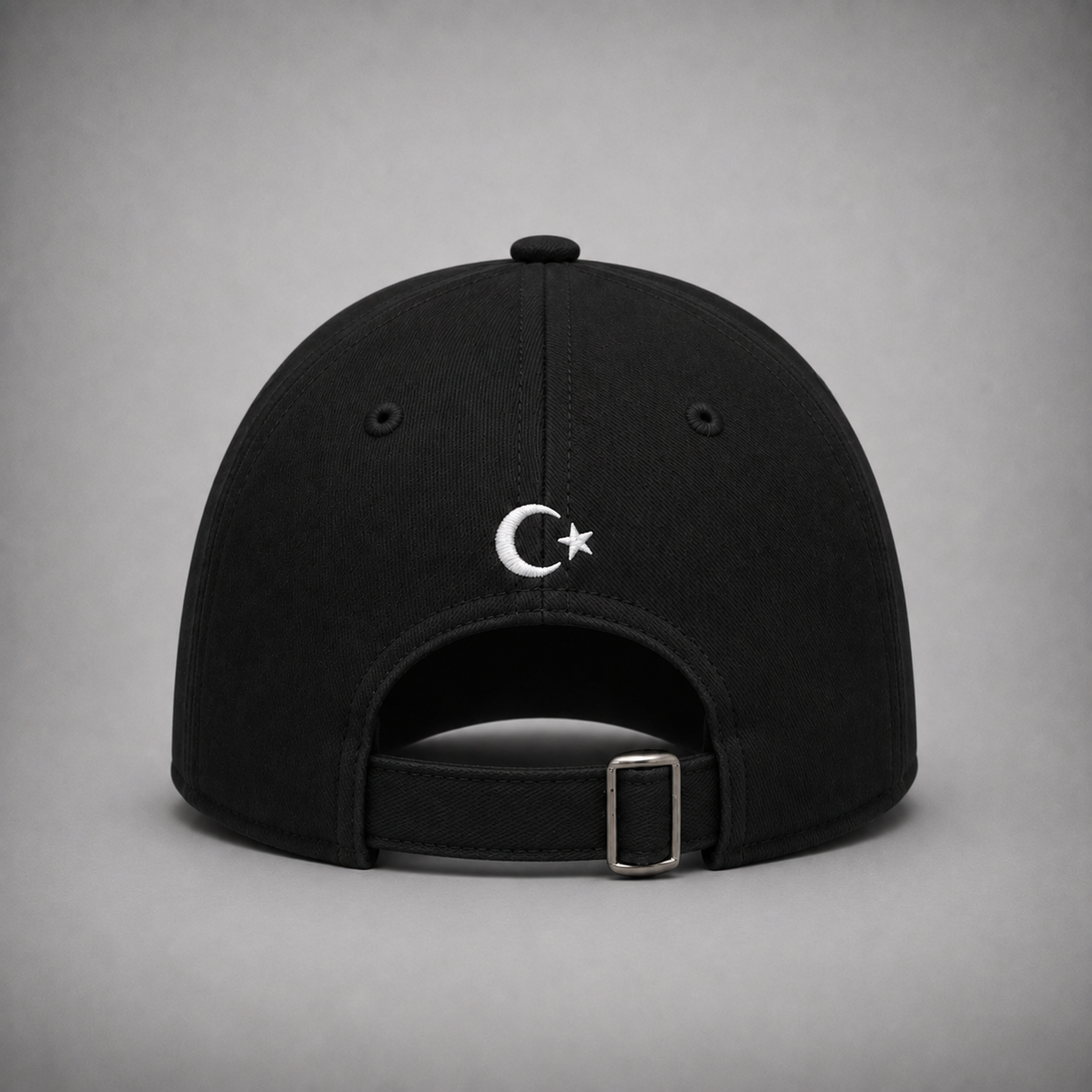 ALPWEAR KHAN Cap black rear view with crescent star embroidery